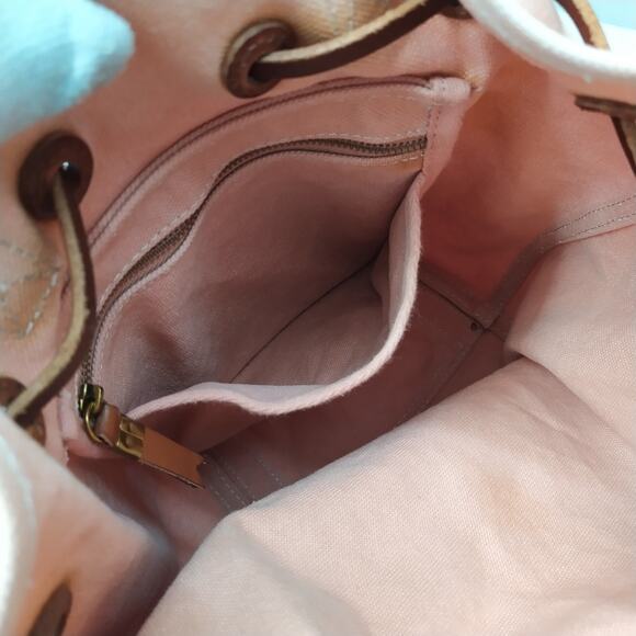 Madewell Pink Canvas Leather Trim Top Handle Drawstring Backpack - Picture 9 of 16